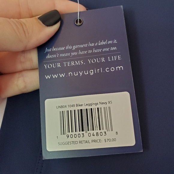 Nuyu Navy Biker Leggings XS Mesh New With Tags - Picture 9 of 11